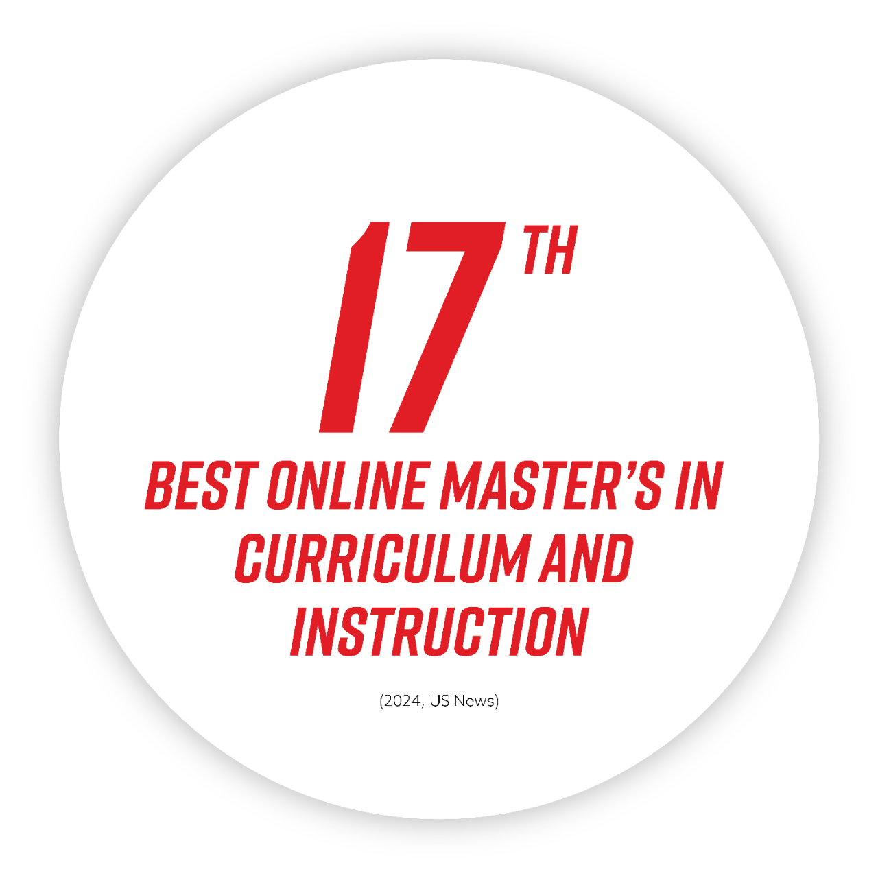 17th Best Online Master’s in Curriculum and Instruction, US News 2024