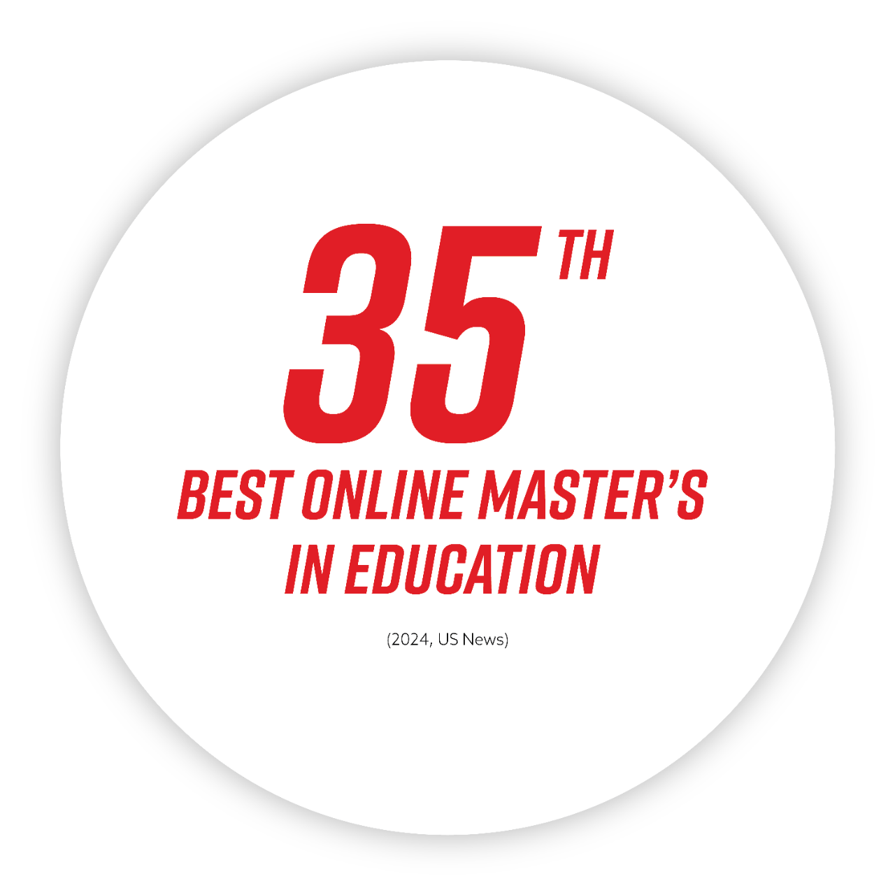 35th Best Online Master's in Education, US News 2024