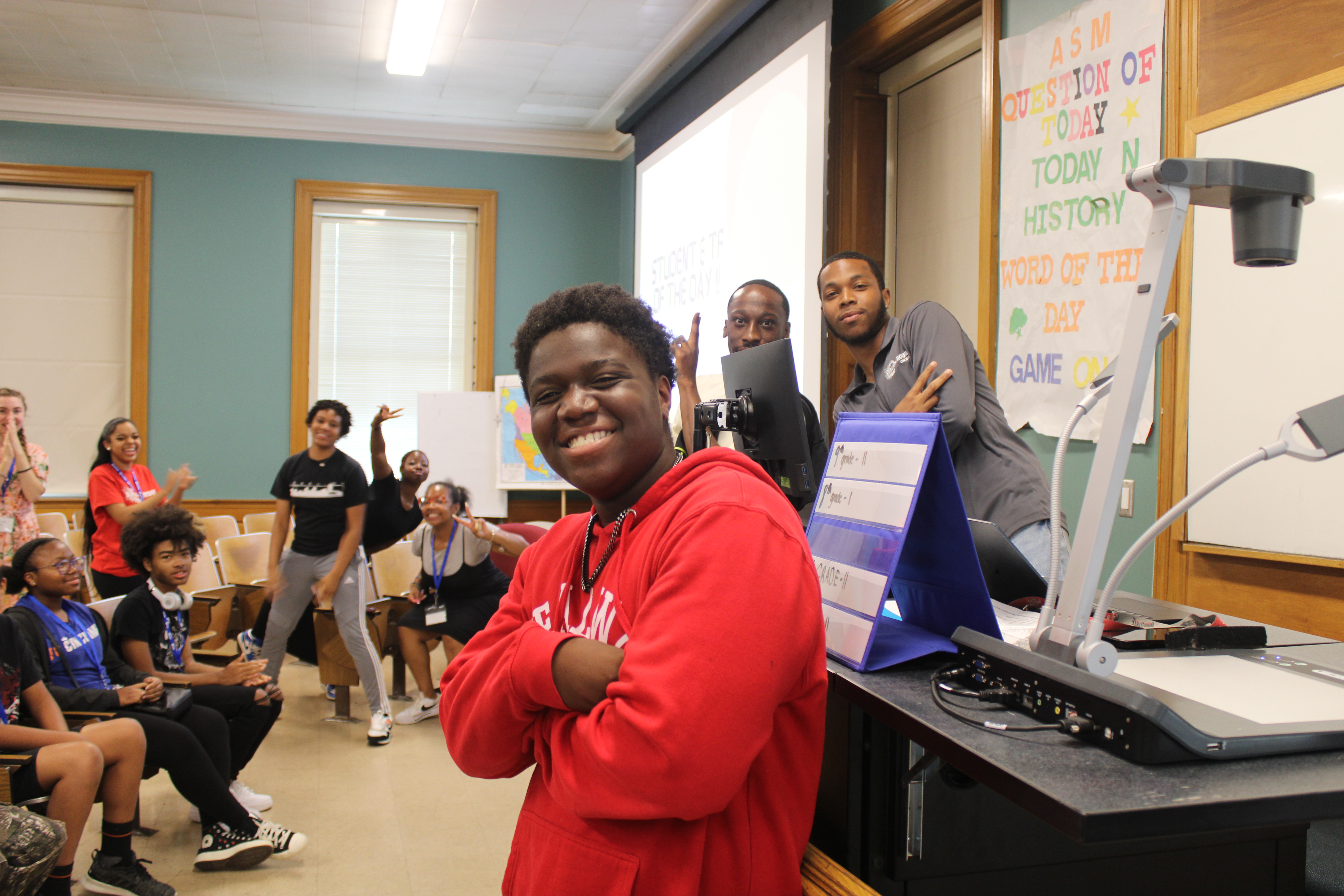 Student smiling in class