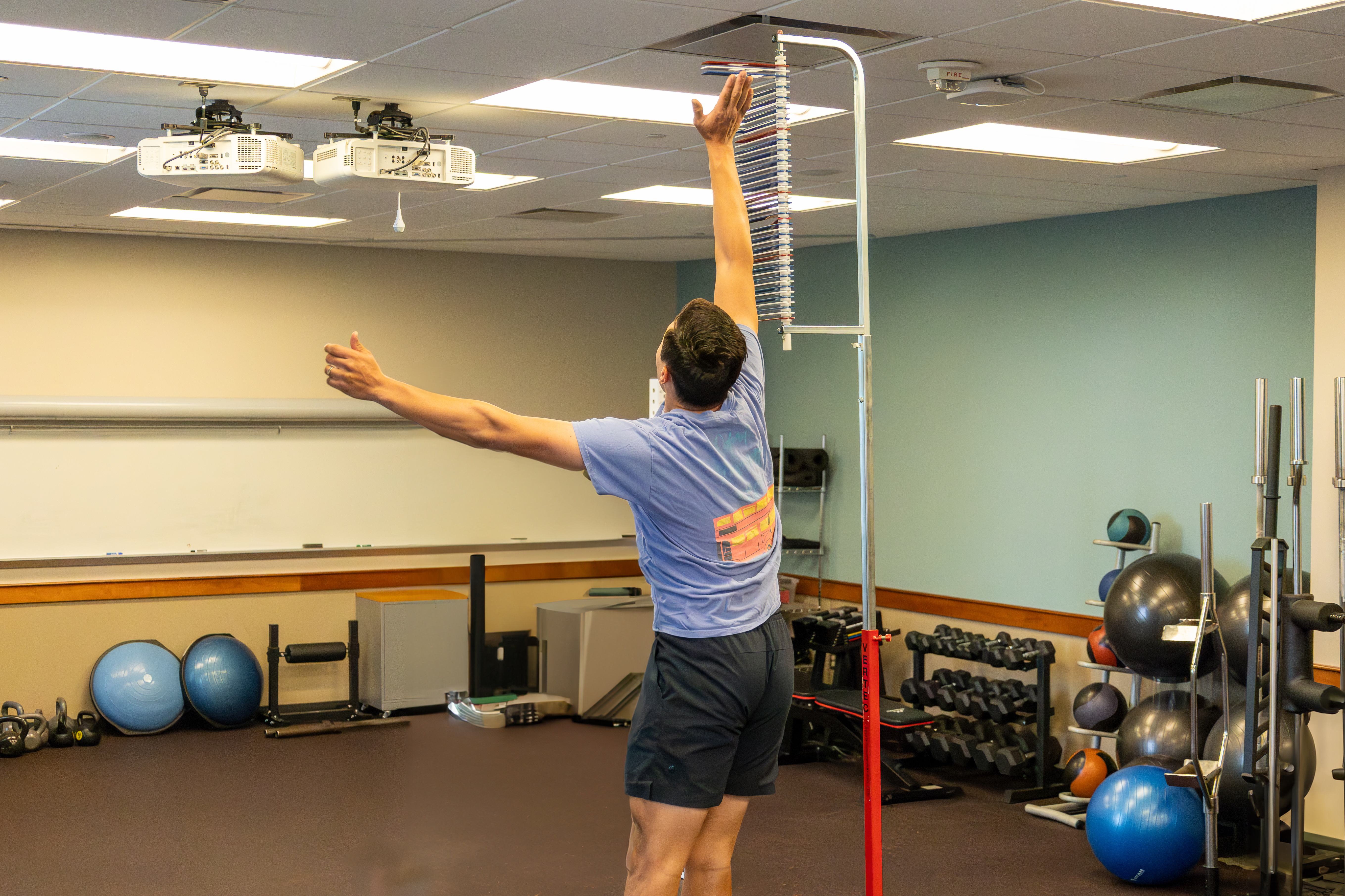 Professor doing a jump test