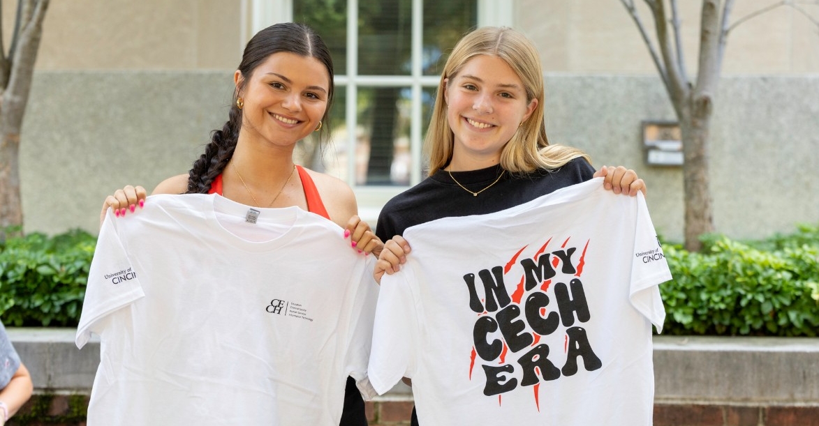 Two students at college day