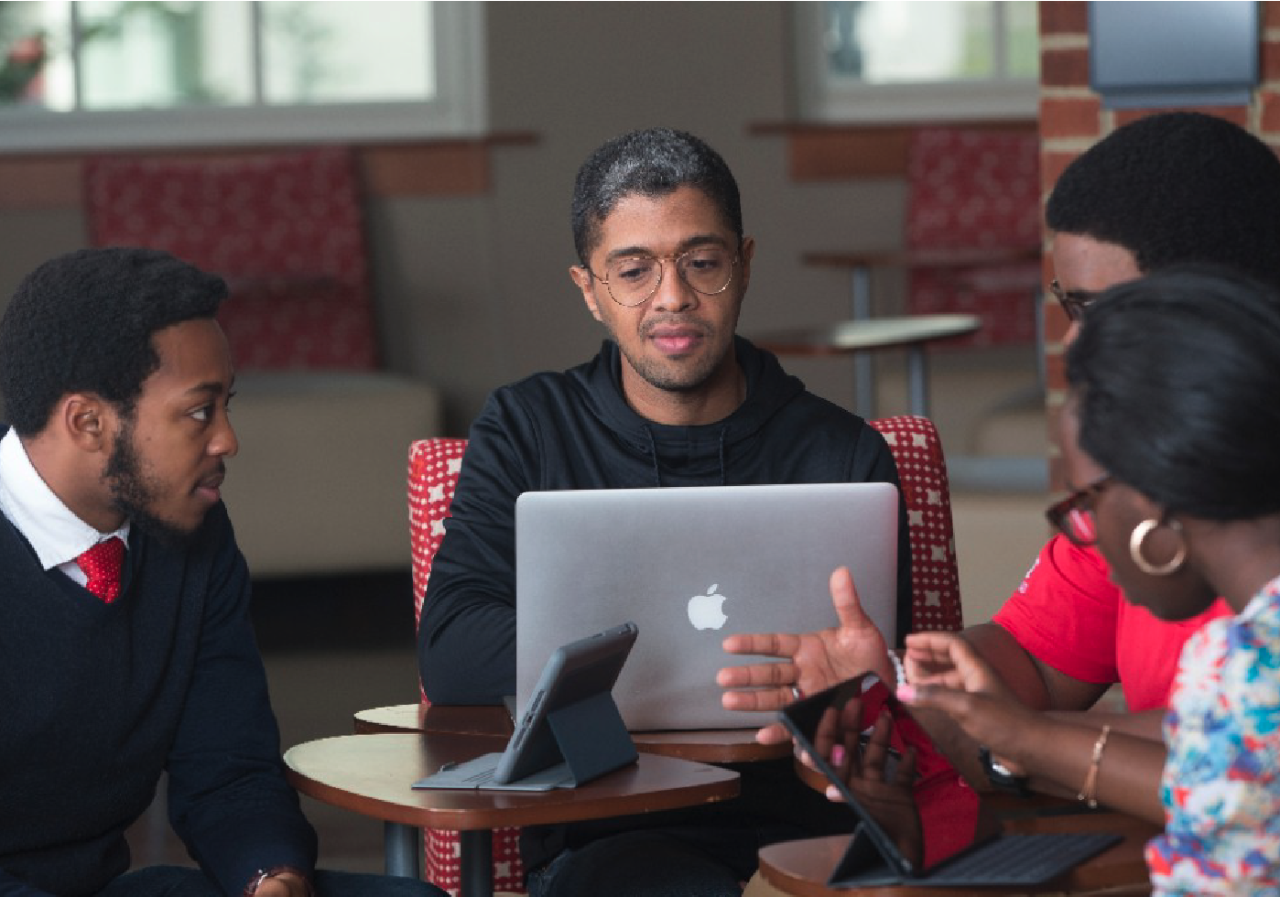 Group of students working on a research project